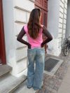Alaia low-waisted jeans with lightning detail - Light denim