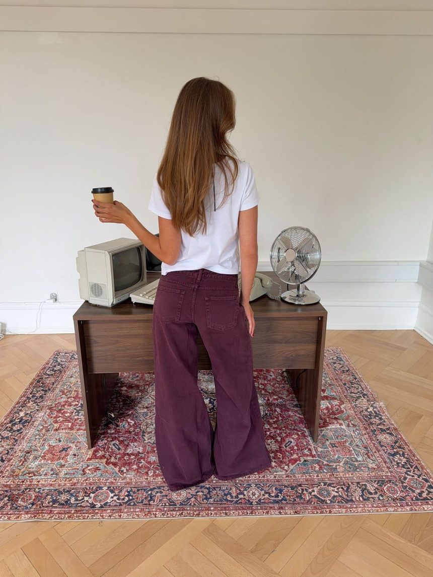 Johanne jeans with wide legs - Purple