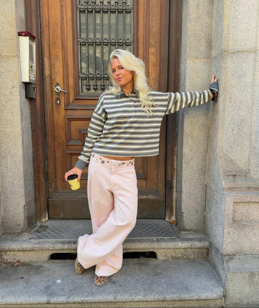 Tanija jeans with ring details - Light pink