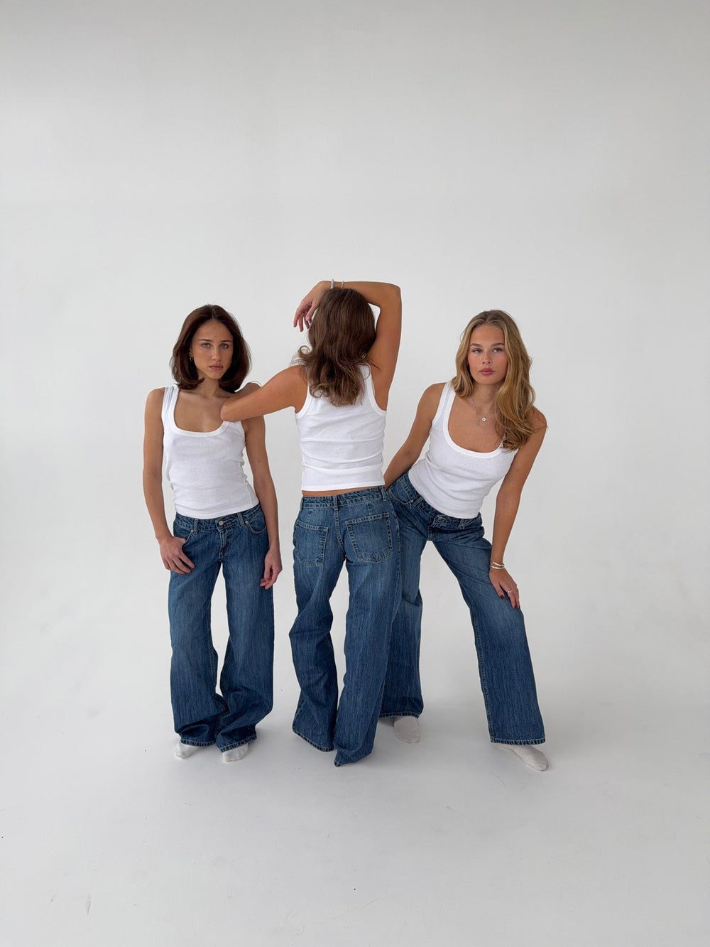 Floraline low waisted jeans - Blue denim