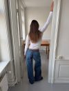 Floraline low waisted jeans - Blue denim