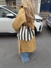 Enna shoulder bag with stripes - White/navy