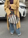 Enna shoulder bag with stripes - White/navy
