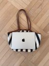 Enna shoulder bag with stripes - White/navy
