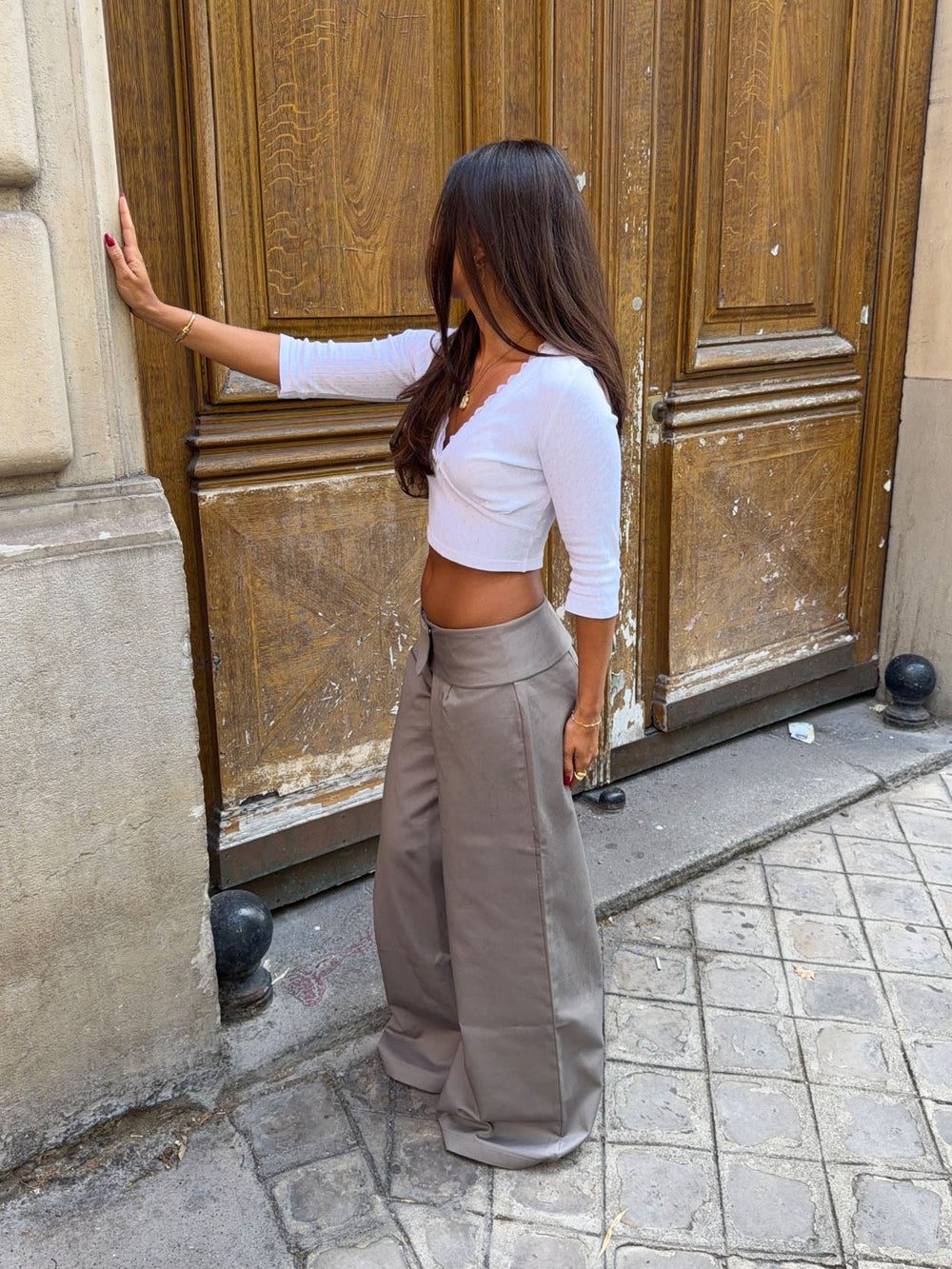 Bello pants  with fold - Light grey