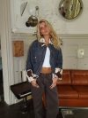 Suiva denim jacket with cow print – Blue/brown/white