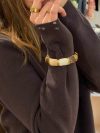 Ebony bracelet with stripes - Nude/brown/white