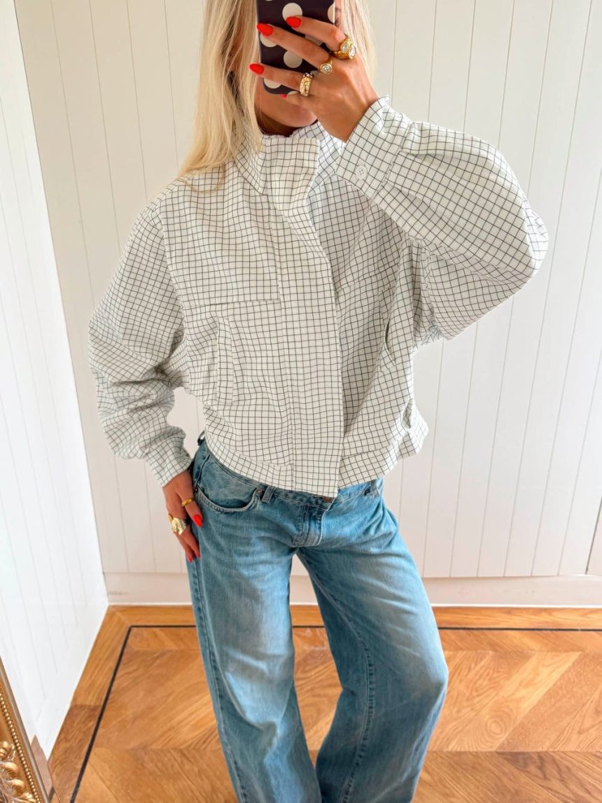 Scandivv jacket with checkers - White