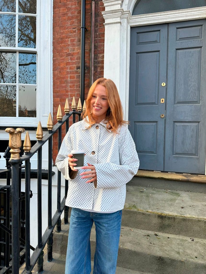 Dolly jacket with polka dots - White