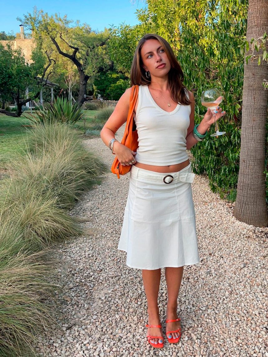 Scandivv skirt with belt - White
