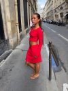 Shay midi skirt in pointelle - Red