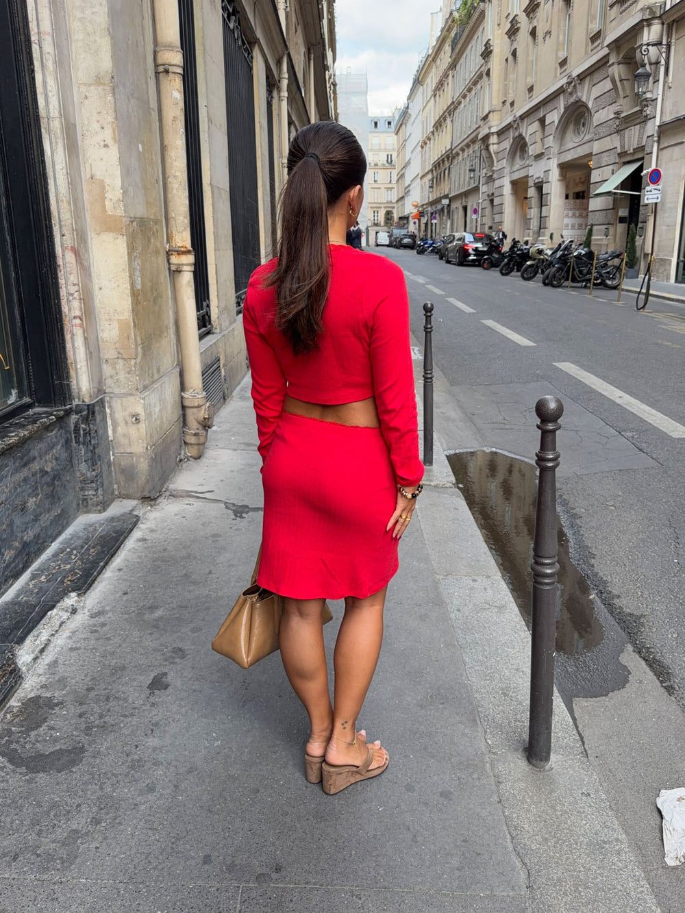 Shay midi skirt in pointelle - Red