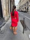 Shay midi skirt in pointelle - Red