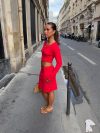 Shay midi skirt in pointelle - Red