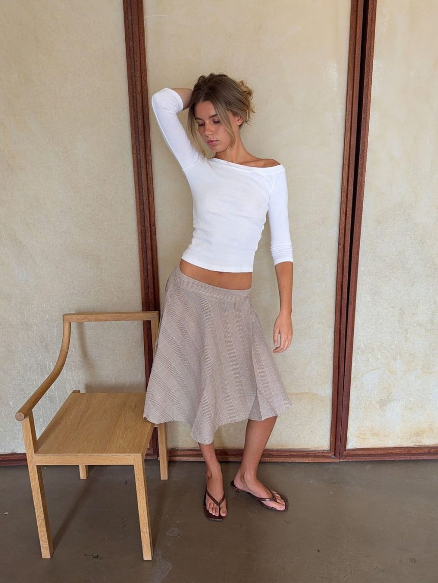 Mandy skirt with checkers - Beige