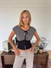 Bianca striped top with details - Black/White