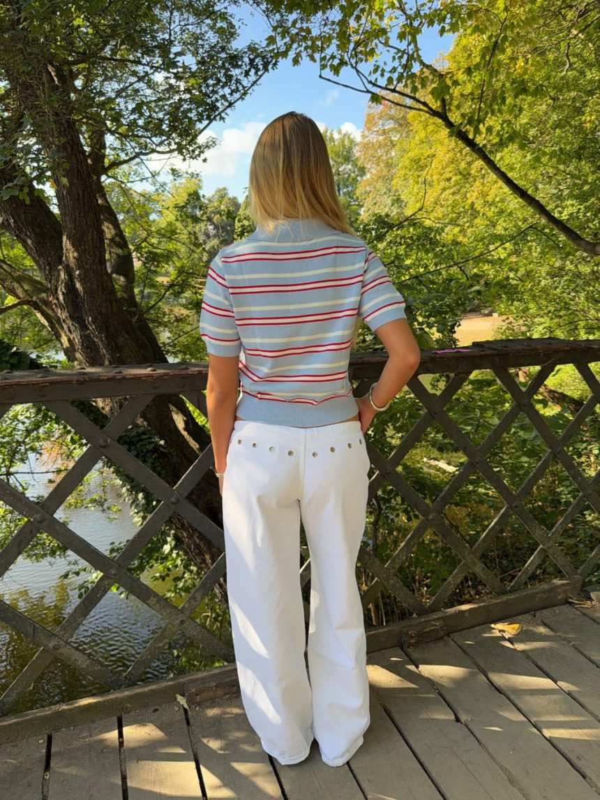 Luca polo with stripes - Blue/red/white