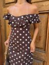 Luna dress with polka dots - Brown/yellow