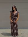 Luna dress with polka dots - Brown/yellow