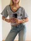 Scandivv blouse with stripes - Grey/white