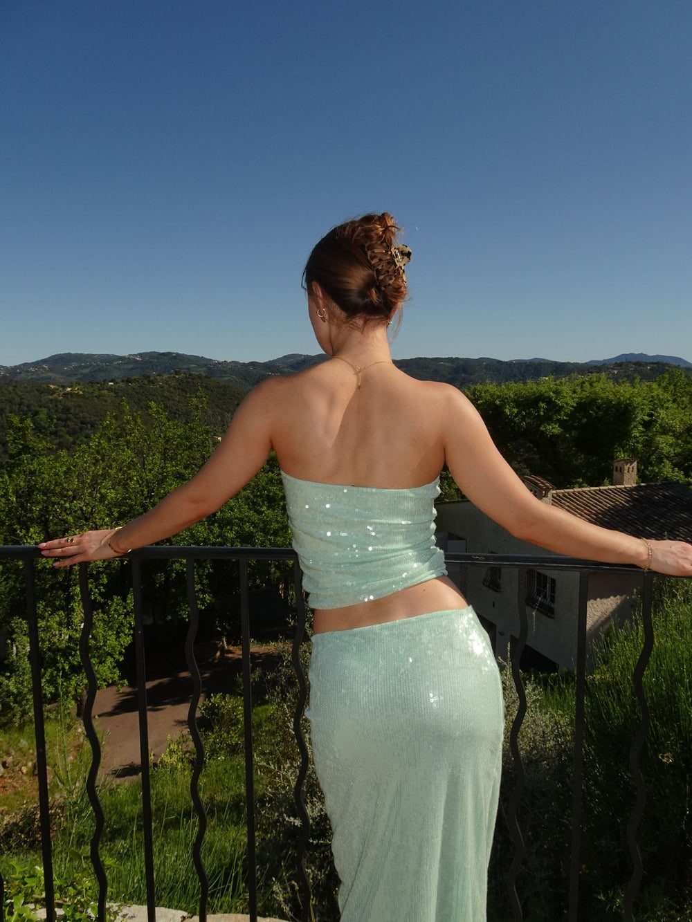 Ema tube top with sequins – Mint green