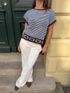 Alfi knitted striped T-shirt - Blue/brown
