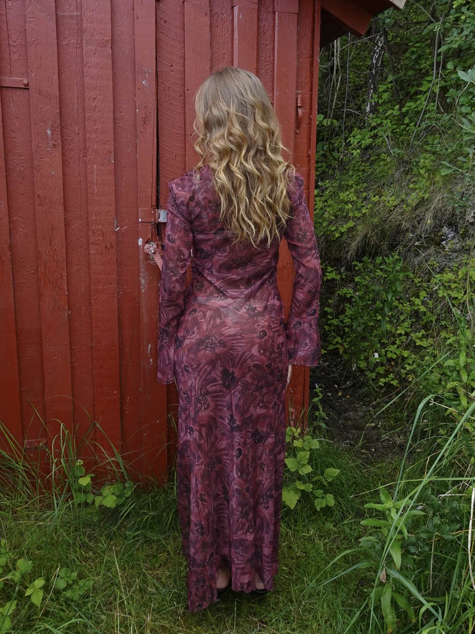 Amy maxi dress with flower pattern - Purple/winered