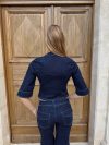 Mya denim jacket with 3/4 sleeves and zip – Dark blue