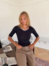 Theana blouse with three-quarter sleeves – Navy