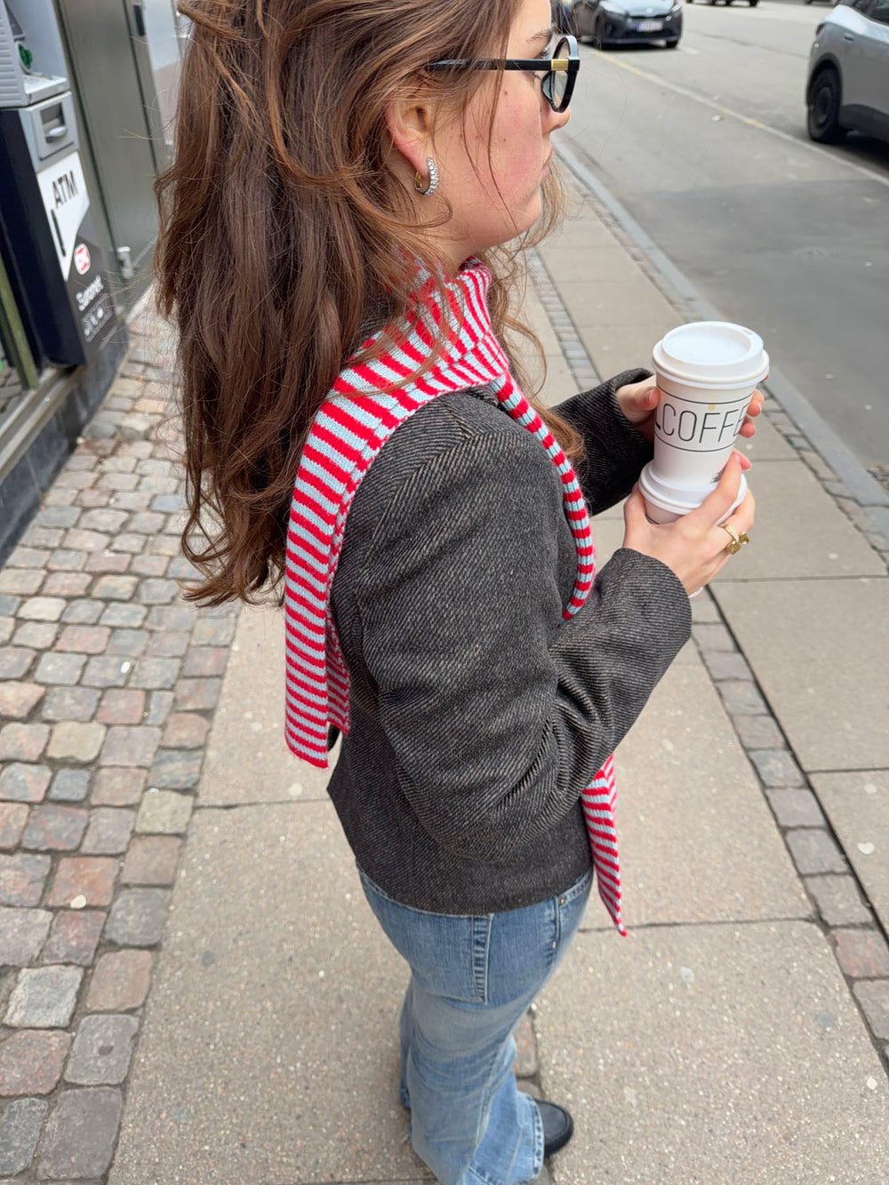 Suba scarf with stripes – Red/blue
