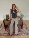 Vinna suit trousers with metal ring detail – Beige