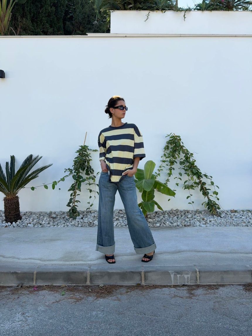 Zinnia oversized t-shirt - Yellow/grey